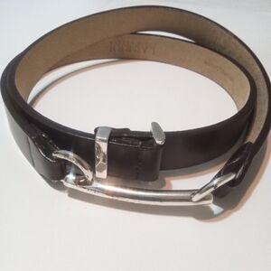 Lauren Ralph Lauren Belt Dark Brown Adjustable HorseBit Style Silver Buckle L/XL